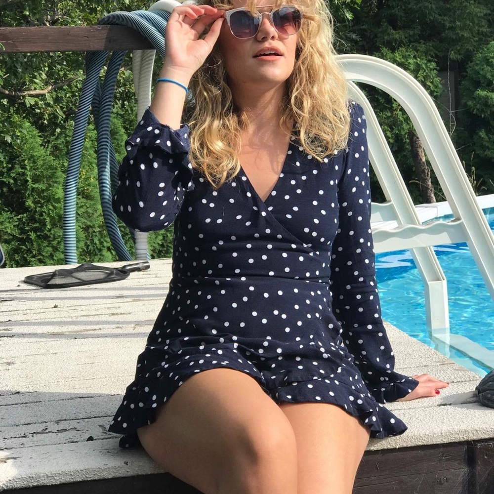 Zara polka-dot wrap style romper